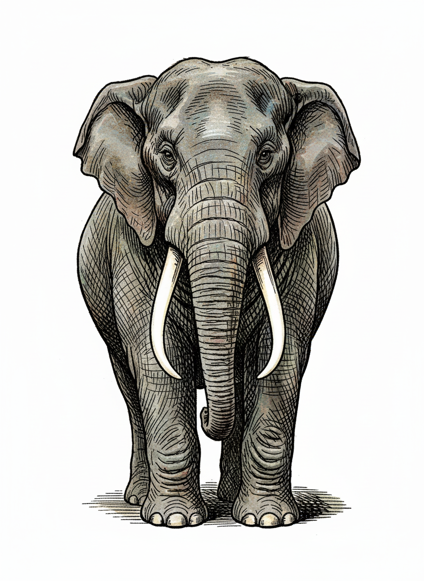 Ella the Gentle Elephant - Full Colored Illustration