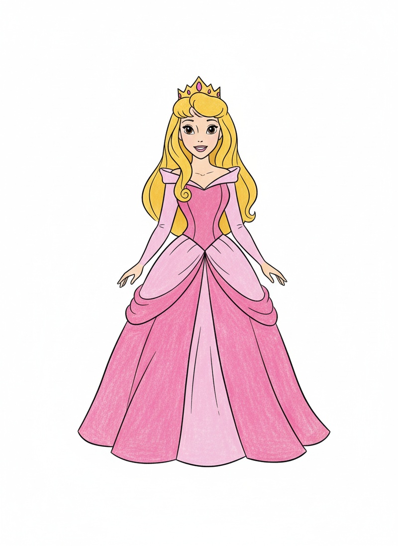 Princess Aurora Royal in Classic Coloring Book - Full Colored Illustration
