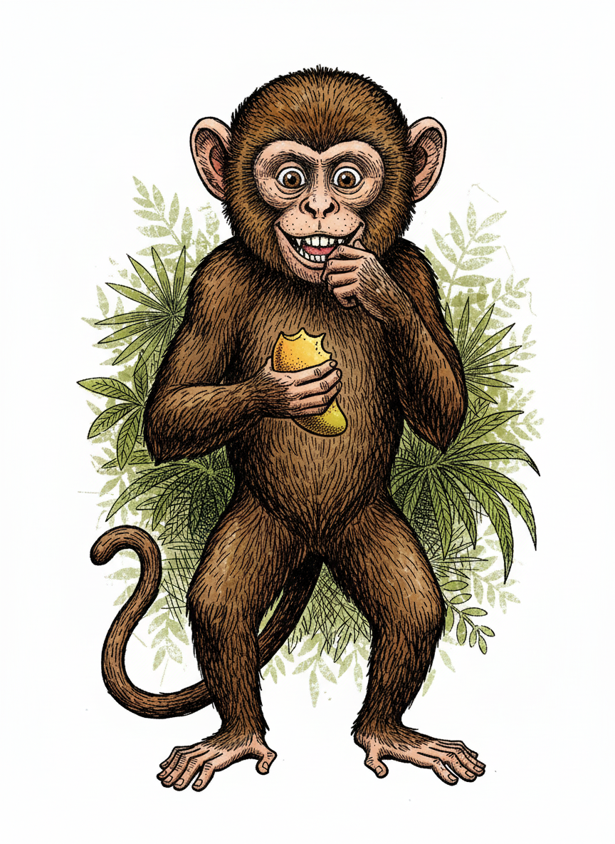 Mango the Cheeky Monkey - Full Colored Illustration