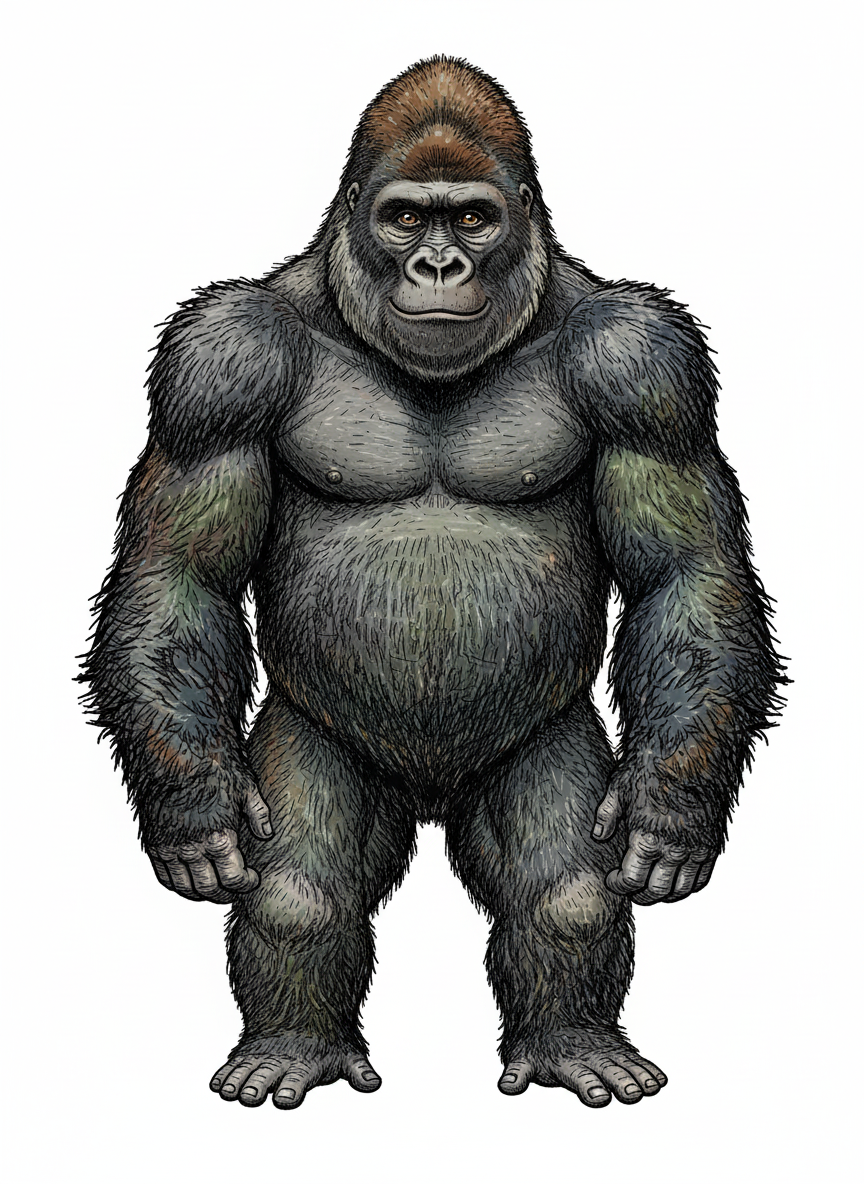George the Curious Gorilla - Full Colored Illustration