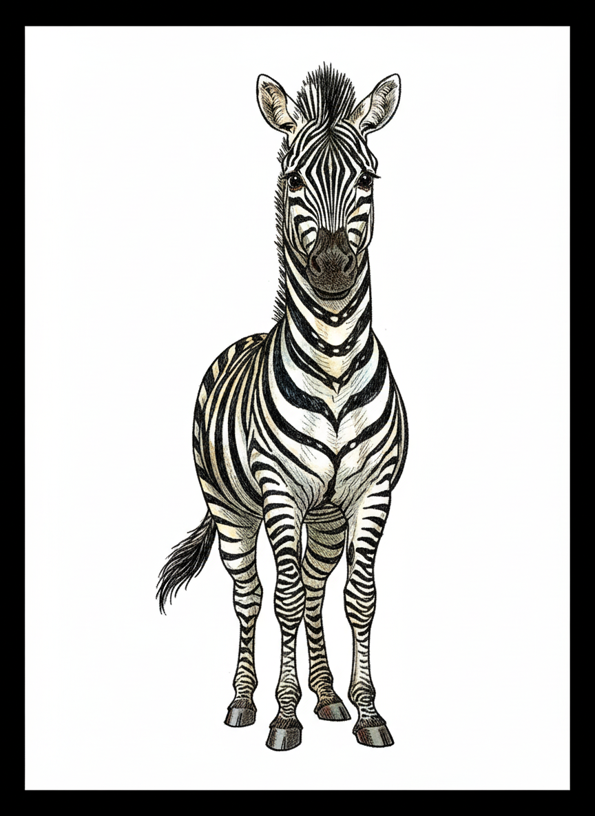 Zippy the Zebra - Full Colored Illustration