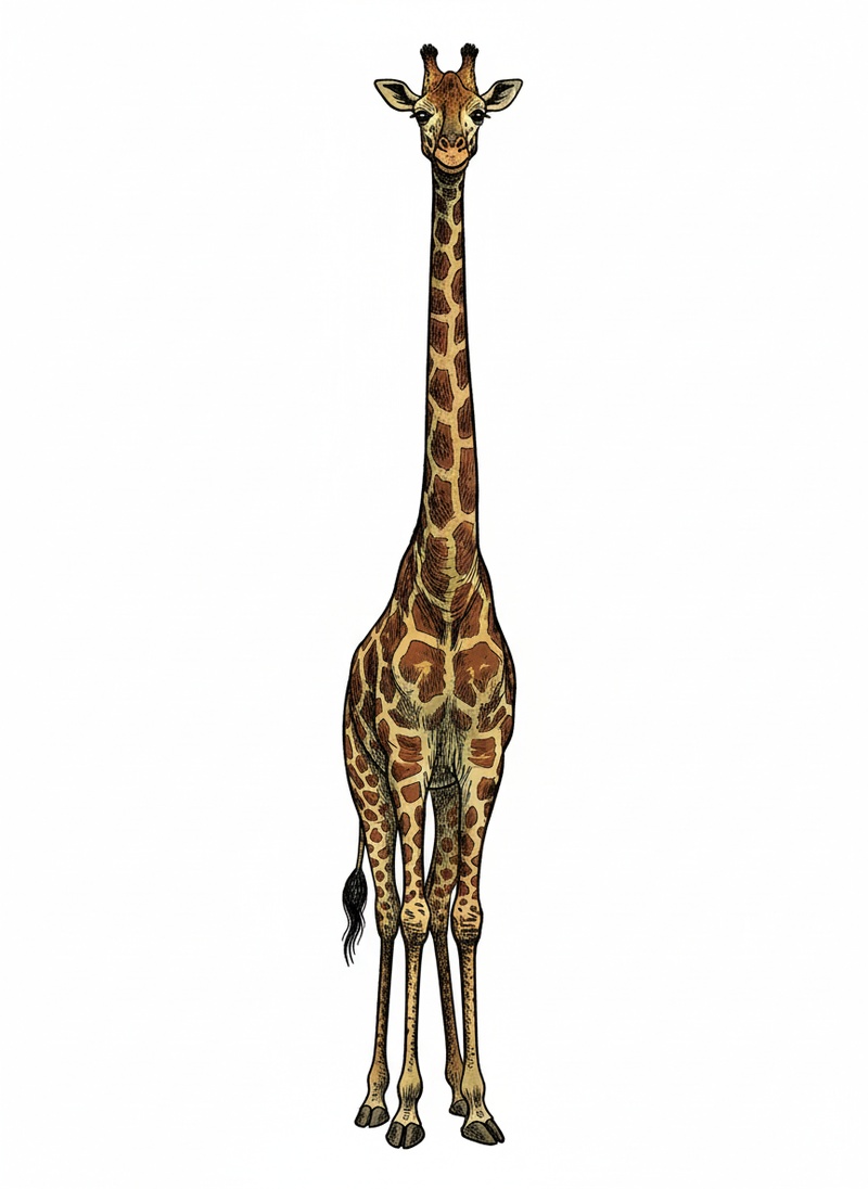 Stretch the Giraffe in Victorian Illustration - Full Colored Illustration