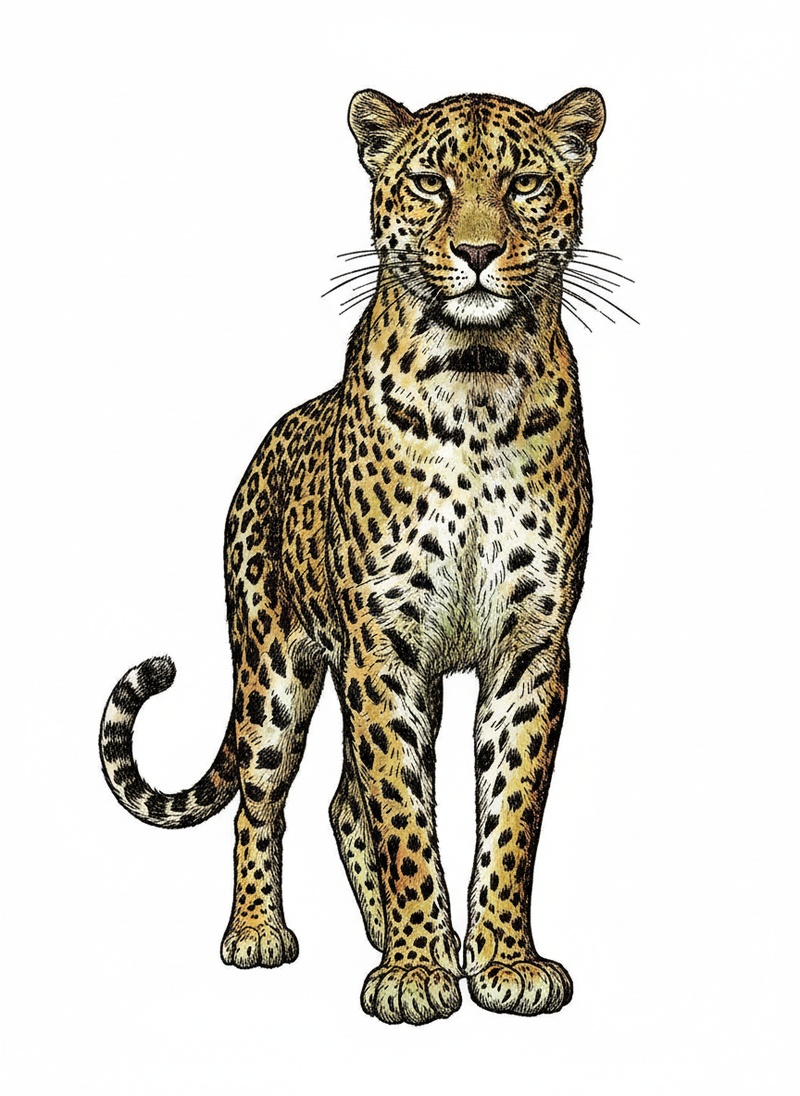 Spots the Leopard in Victorian Illustration - Full Colored Illustration
