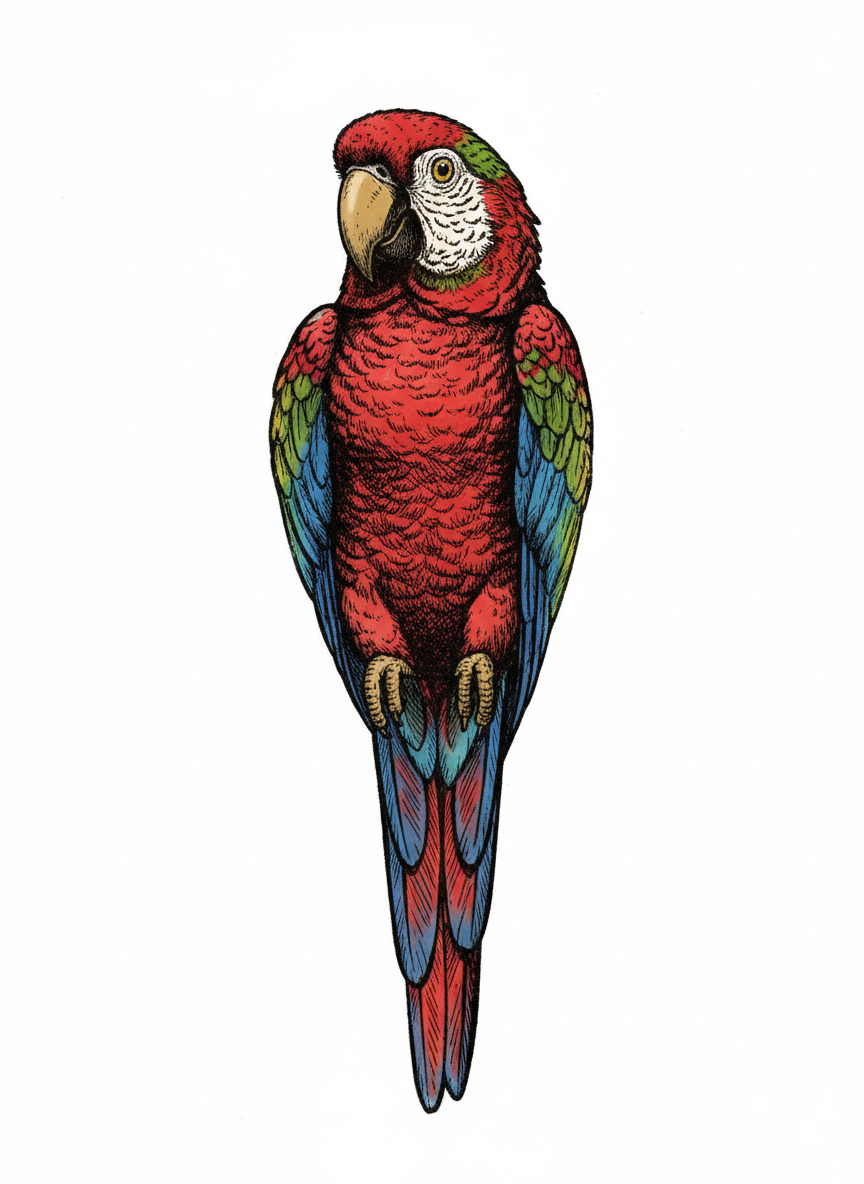 Chatter the Parrot - Full Colored Illustration