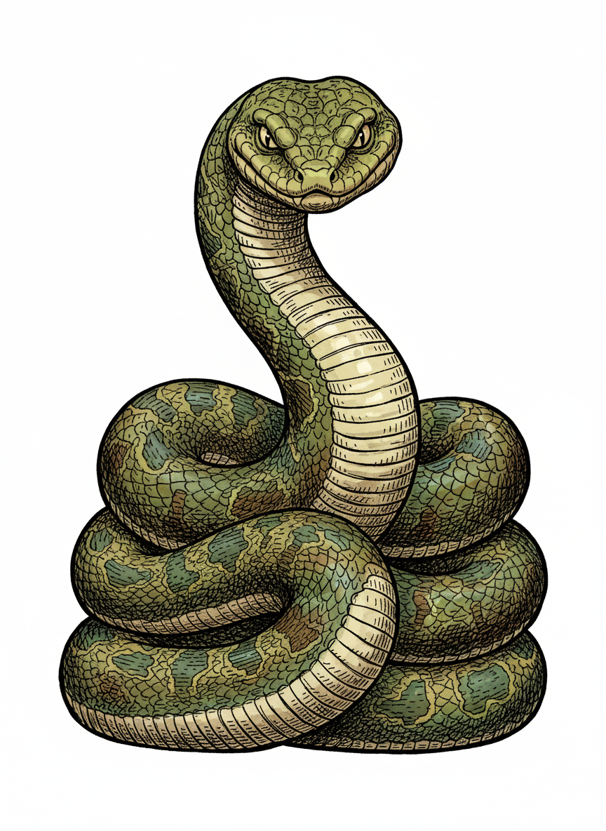 Slither the Python - Full Colored Illustration