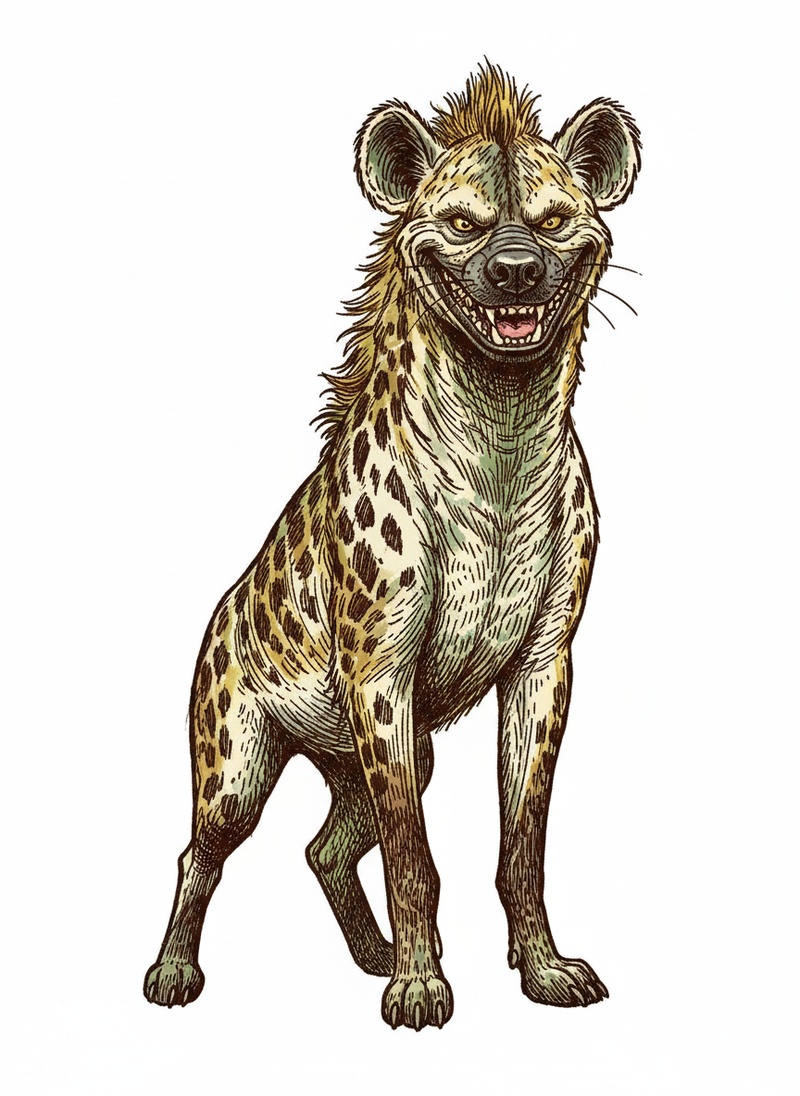 Crash the Hyena in Victorian Illustration - Full Colored Illustration