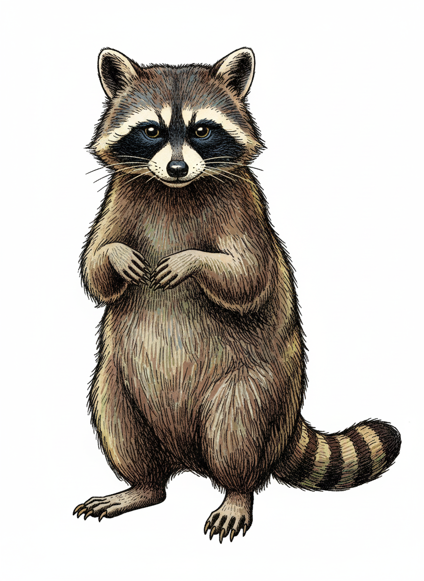 Bandit the Raccoon - Full Colored Illustration
