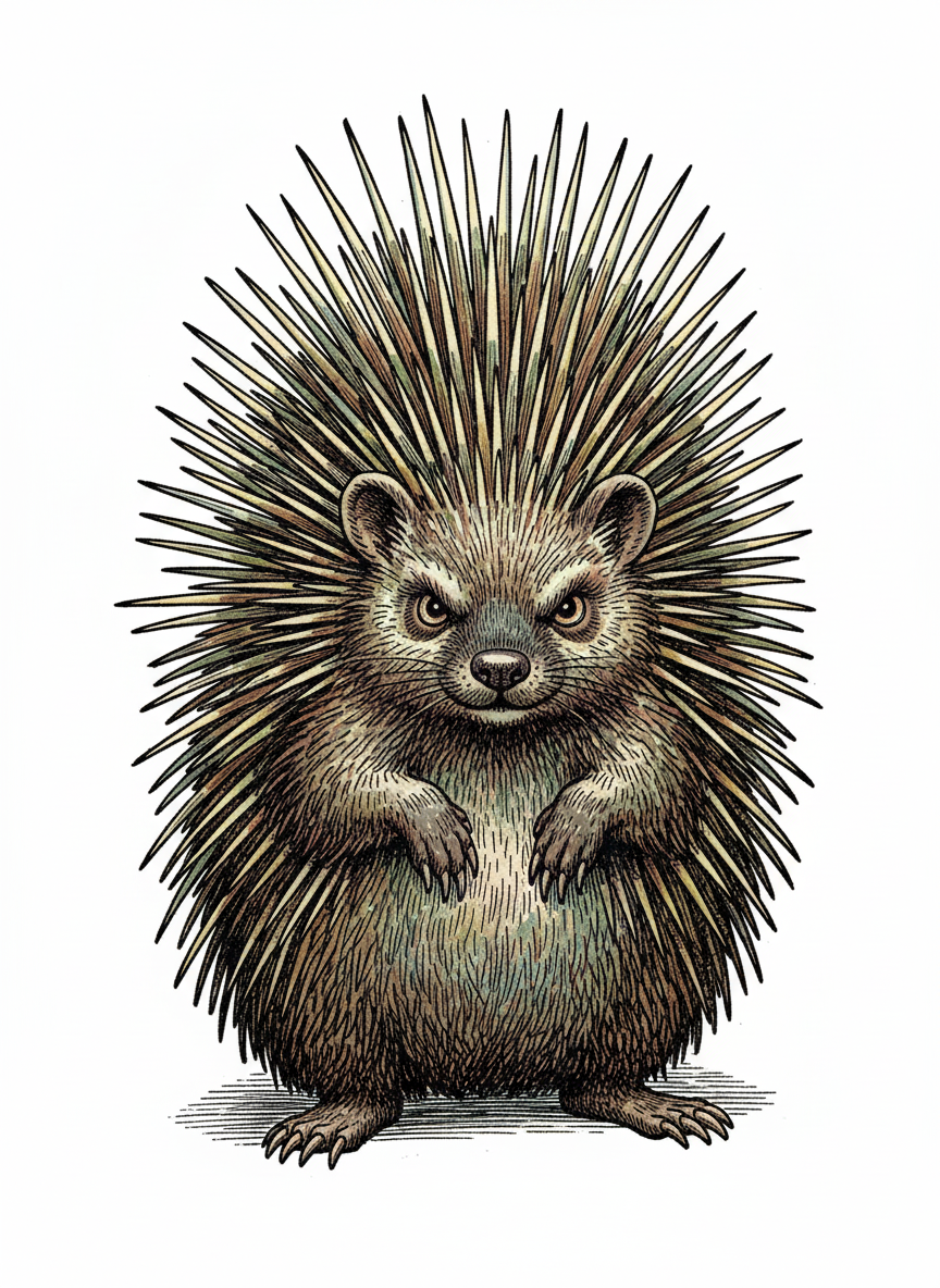 Spikes the Porcupine - Full Colored Illustration