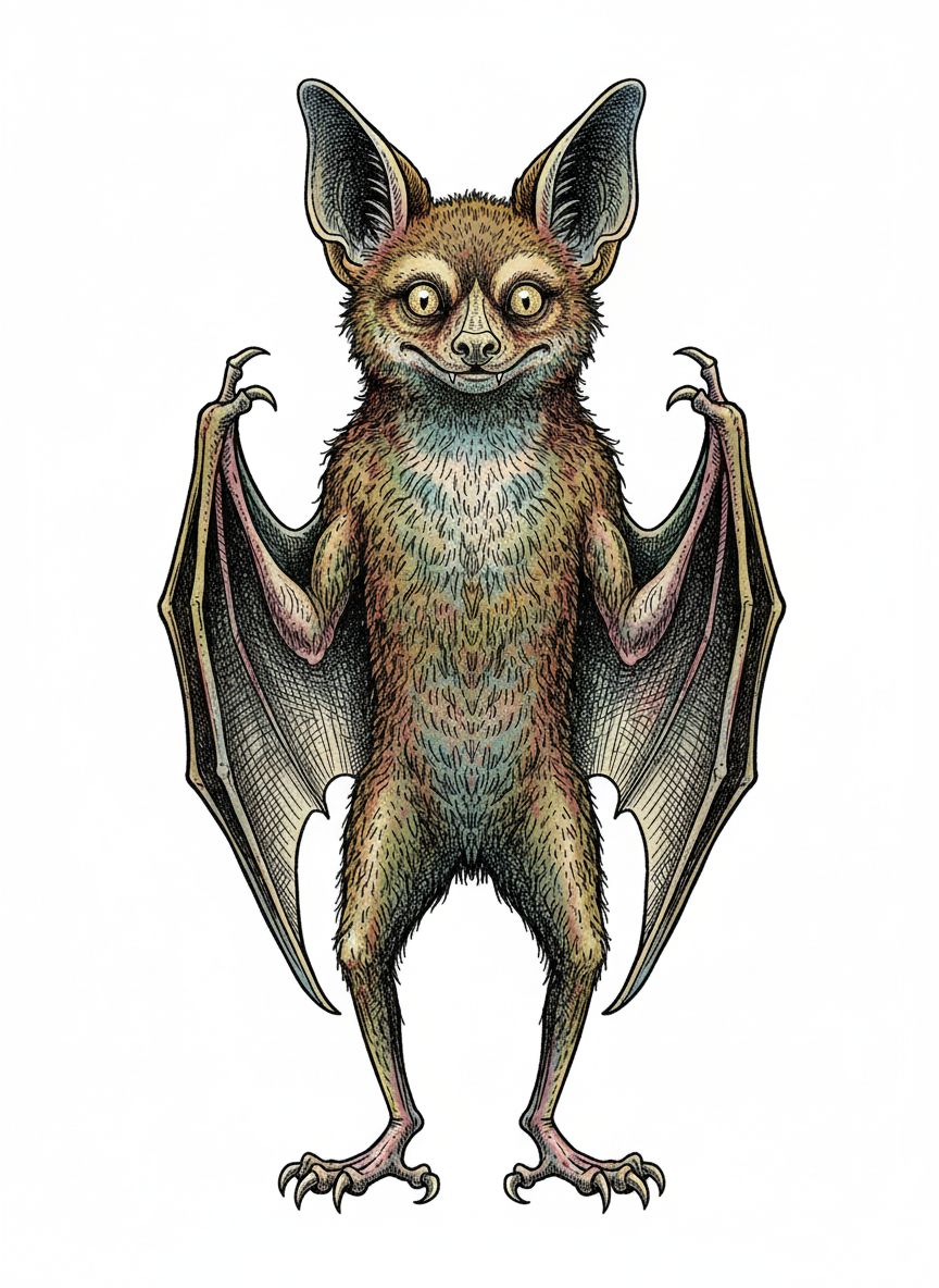 Glide the Flying Fox Bat - Full Colored Illustration