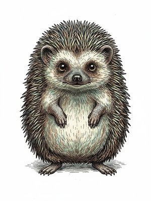 Quill the Hedgehog in Victorian Illustration - Full Colored Illustration