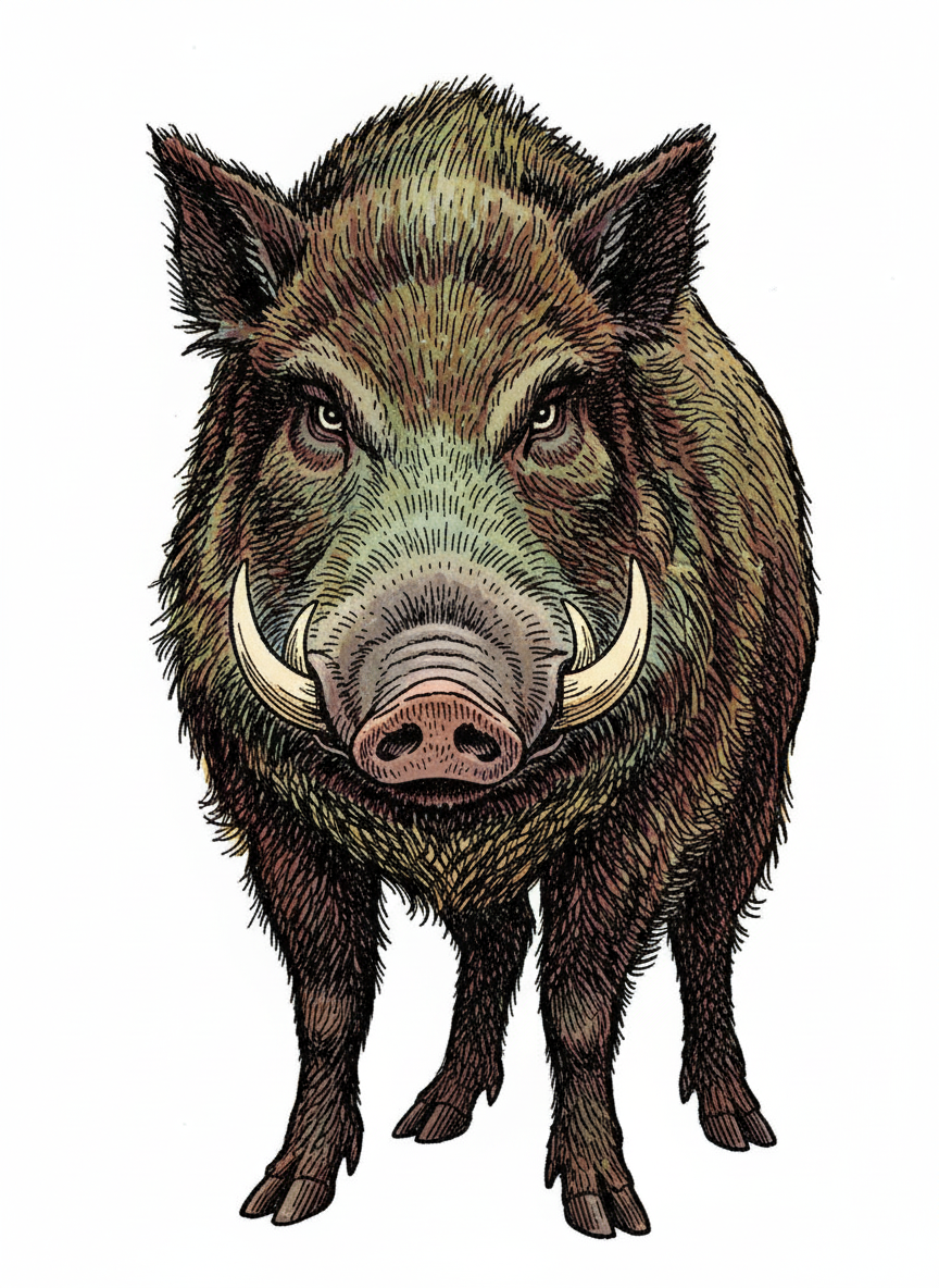 Snuffle the Wild Boar - Full Colored Illustration