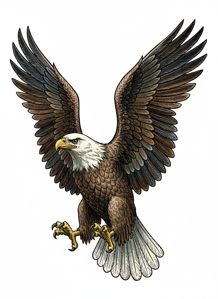Liberty the Soaring Eagle - Full Colored Illustration