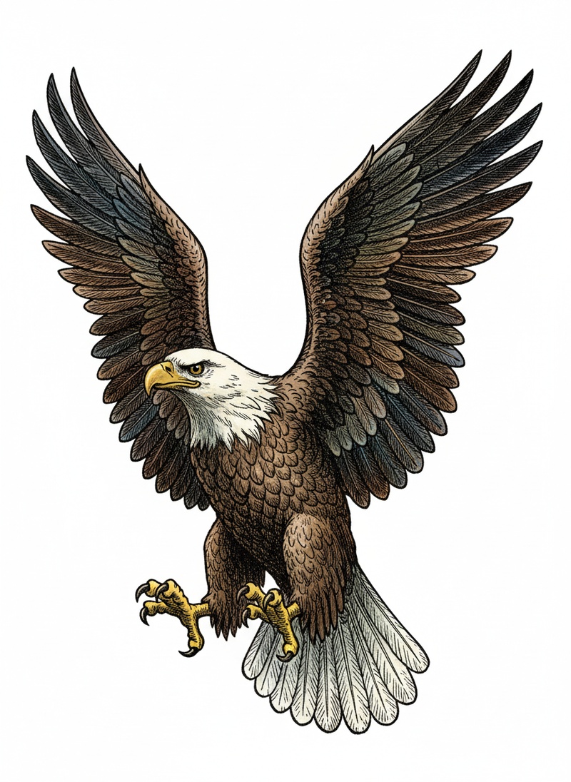 Liberty the Soaring Eagle in Victorian Illustration - Full Colored Illustration