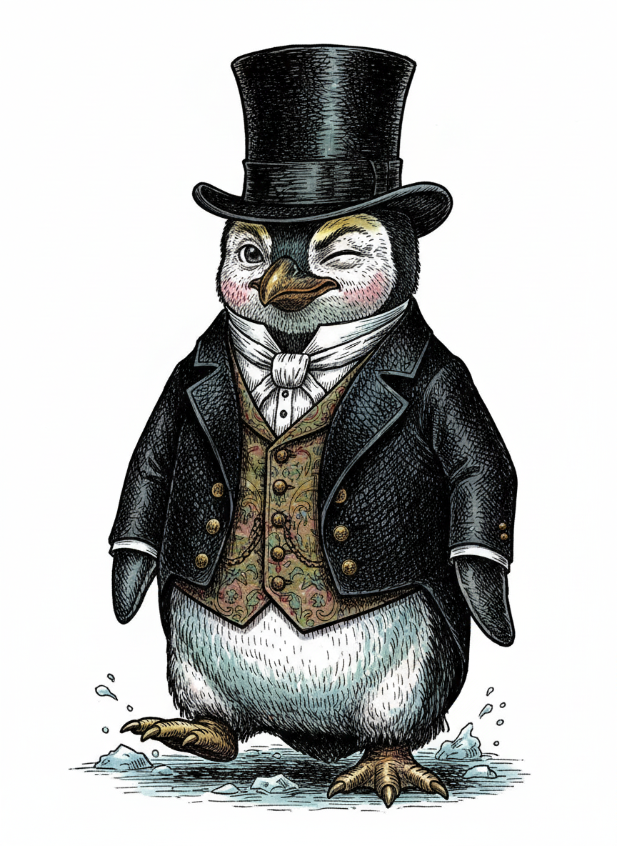 Waddle the Penguin - Full Colored Illustration