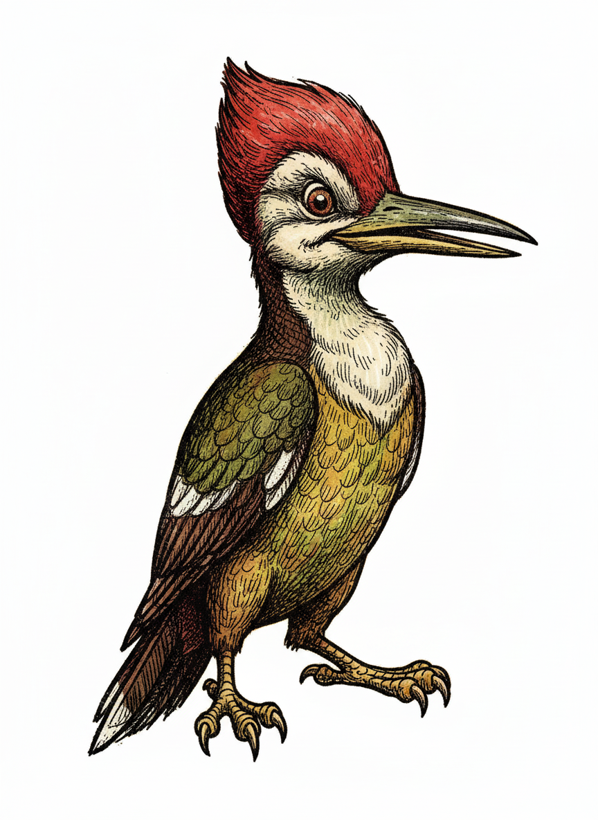 Peck the Woodpecker - Full Colored Illustration