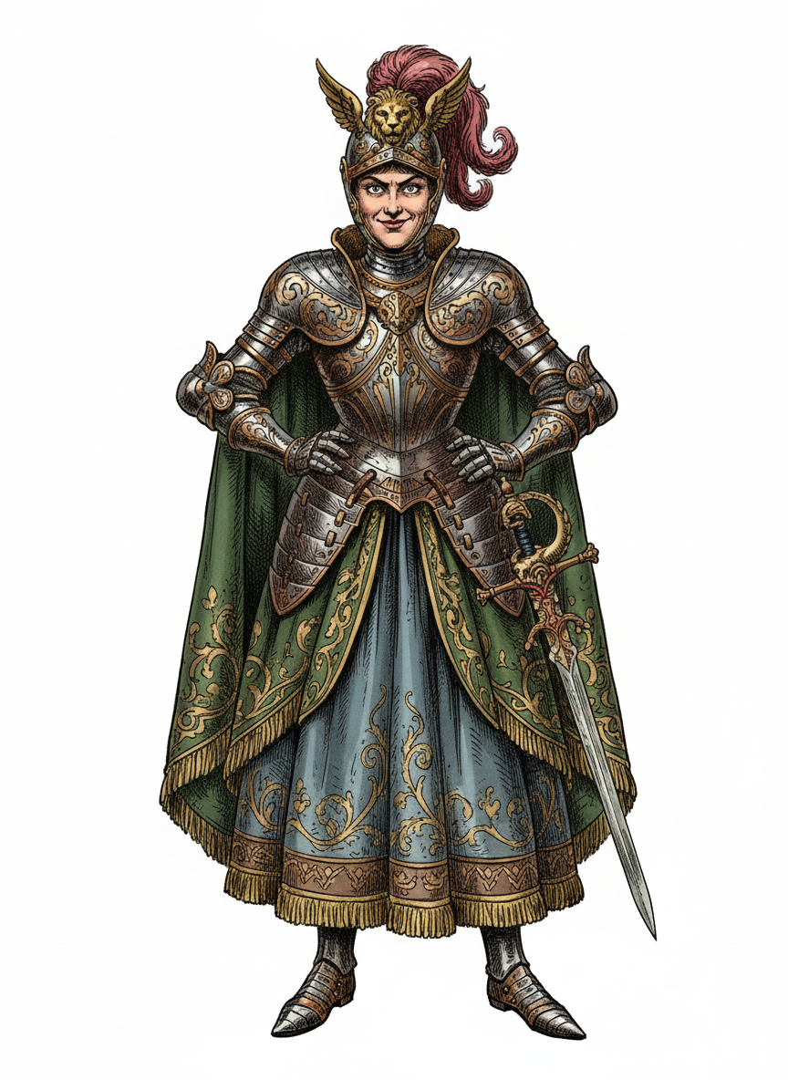 Lady Steel the Female Knight - Full Colored Illustration