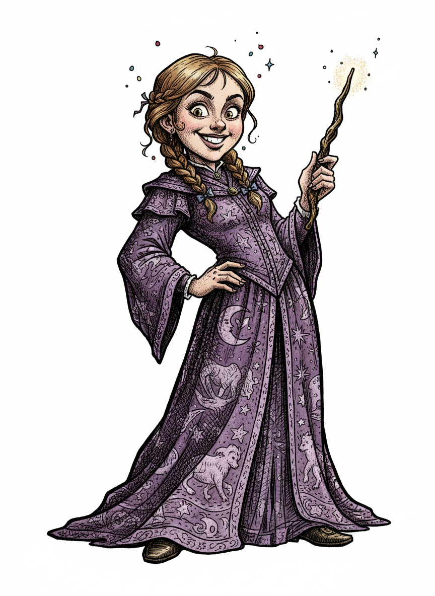 Zara the Young Sorceress - Full Colored Illustration