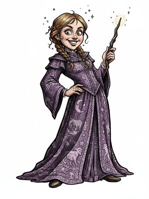 Zara the Young Sorceress in Victorian Illustration - Full Colored Illustration