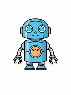 Bolt the Robot Helper in Classic Coloring Book - Full Colored Illustration