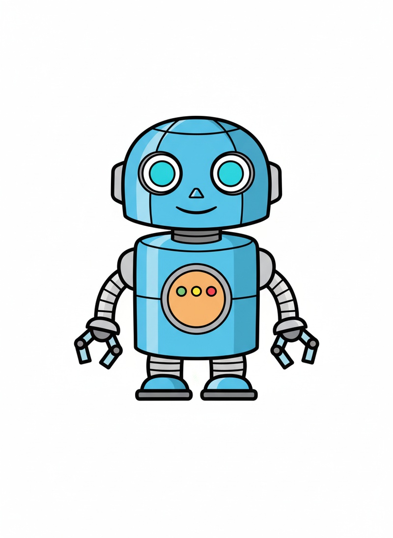 Bolt the Robot Helper in Classic Coloring Book - Full Colored Illustration