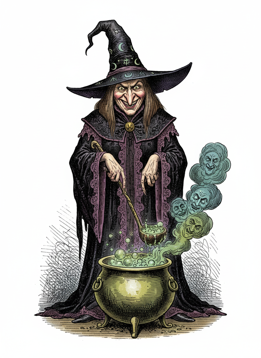 Morgana the Dark Witch - Full Colored Illustration