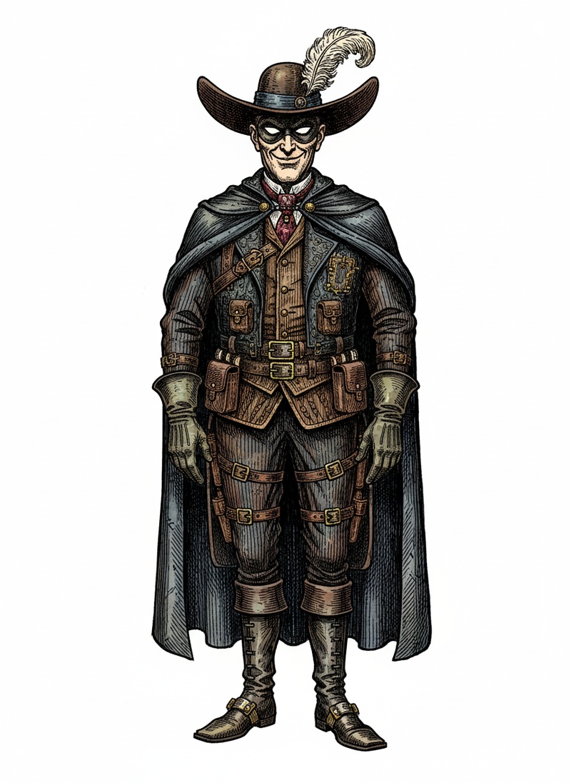 Shadow Strike the Stealth Hero in Victorian Illustration - Full Colored Illustration