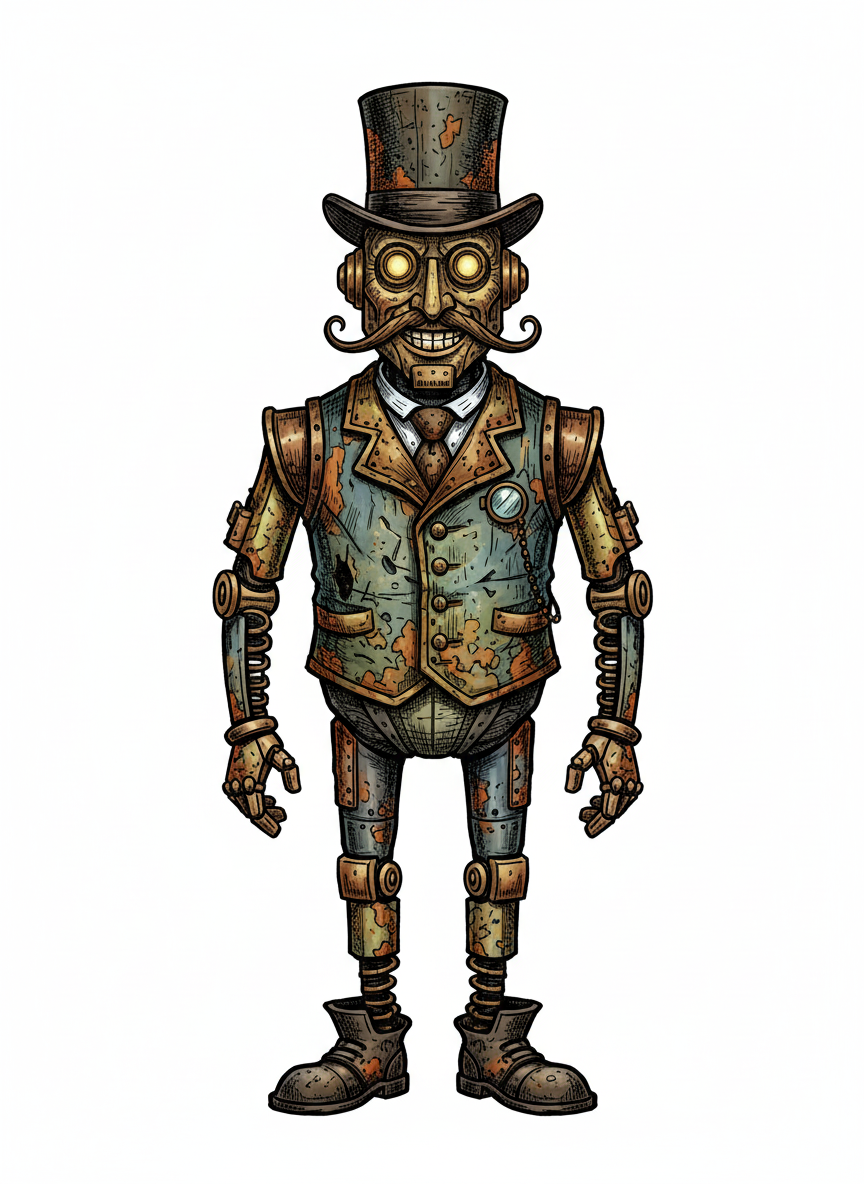 Rust the Old Robot - Full Colored Illustration