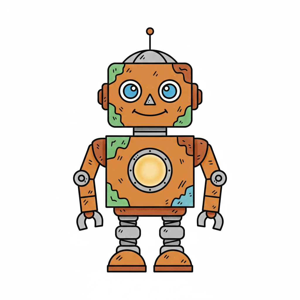 Rust the Old Robot - Full Colored Illustration