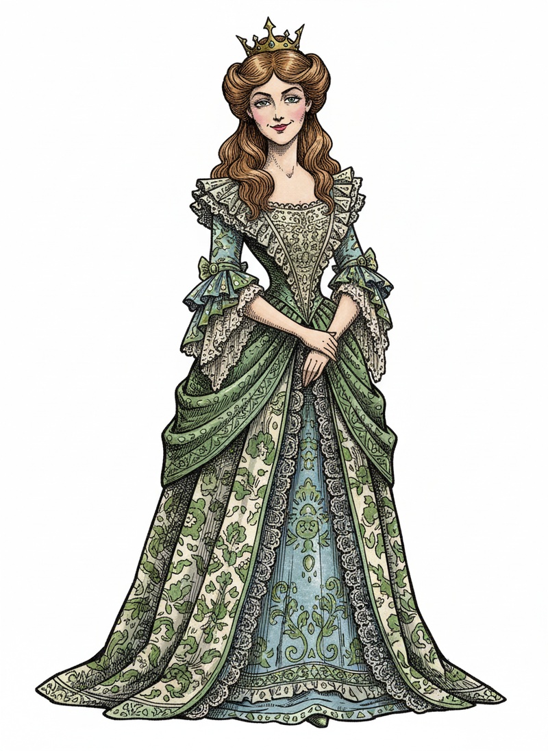 Princess Aurora the Royal in Victorian Illustration - Full Colored Illustration