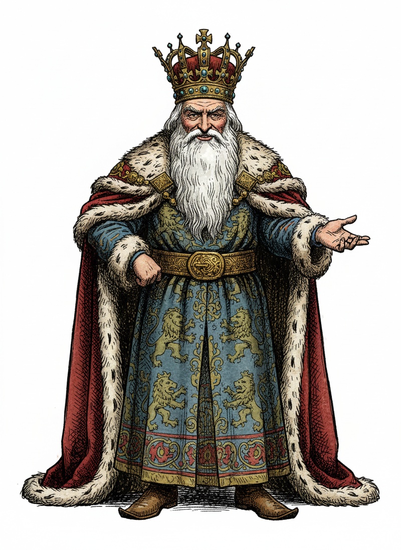 King Wisdom the Ruler in Victorian Illustration - Full Colored Illustration