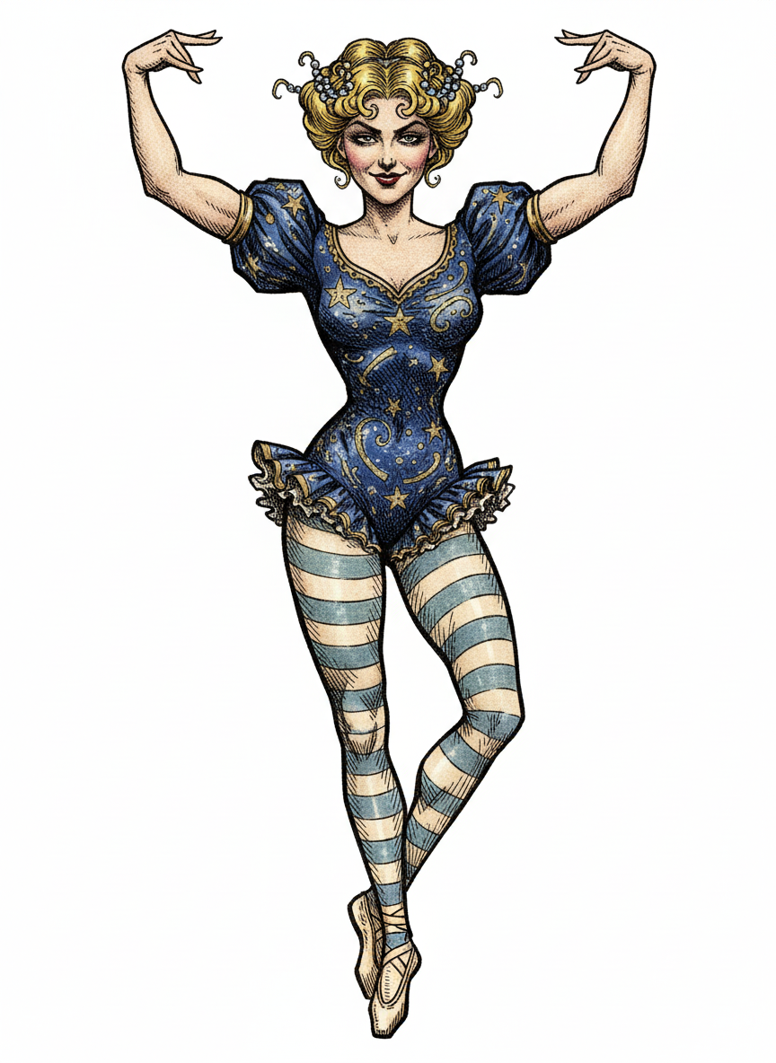 Stella the Trapeze Artist - Full Colored Illustration