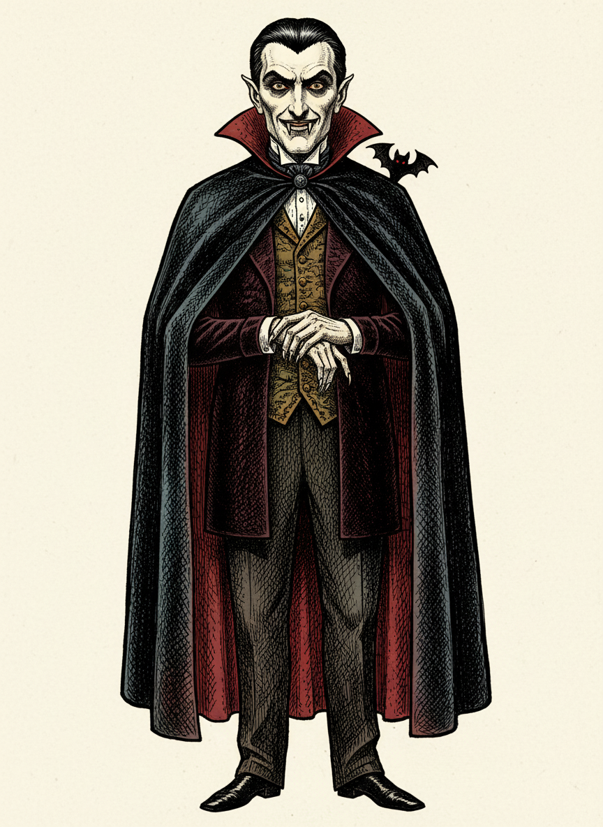 Count Dracula the Vampire - Full Colored Illustration