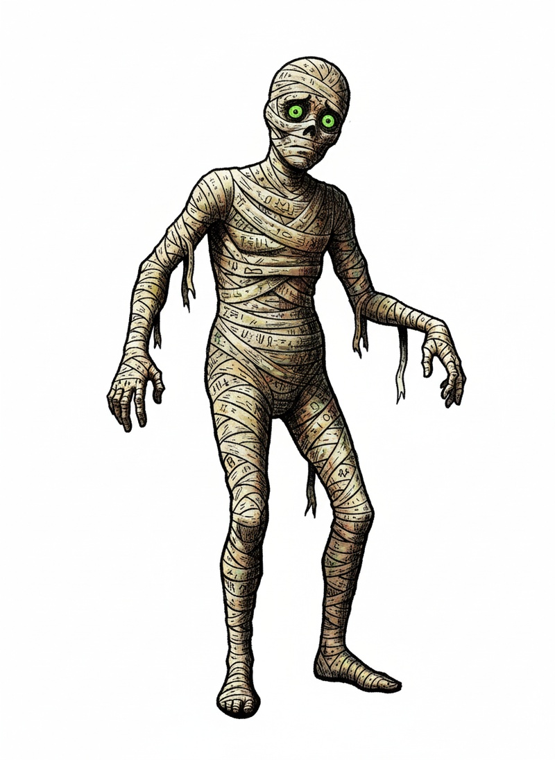 Bandages the Mummy in Victorian Illustration - Full Colored Illustration