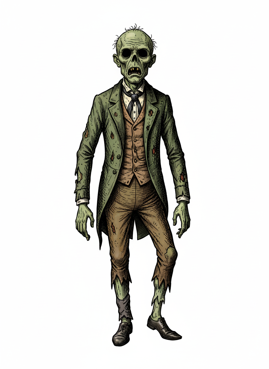 Shamble the Zombie - Full Colored Illustration