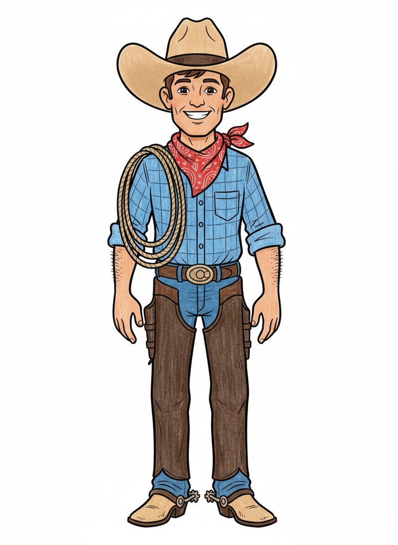 Buck the Cowboy in Classic Coloring Book - Full Colored Illustration