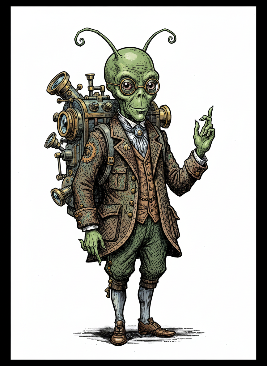 Zorg the Alien Explorer - Full Colored Illustration