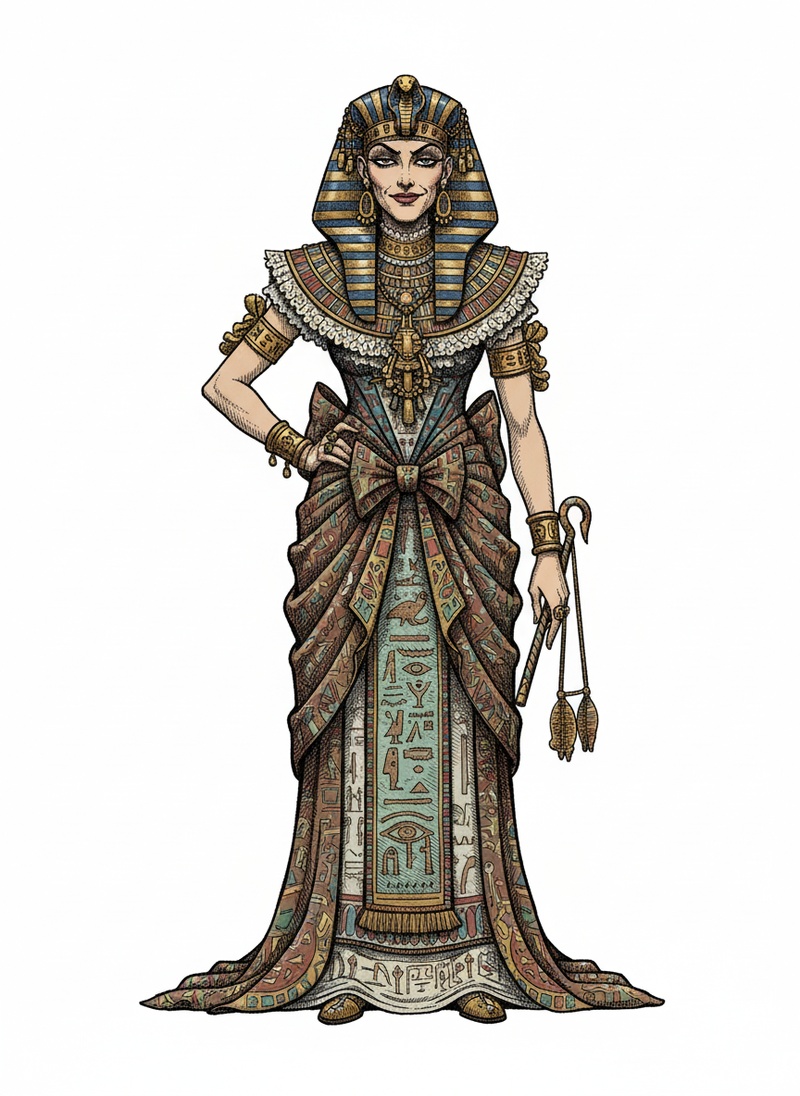 Cleo the Egyptian Pharaoh in Victorian Illustration - Full Colored Illustration