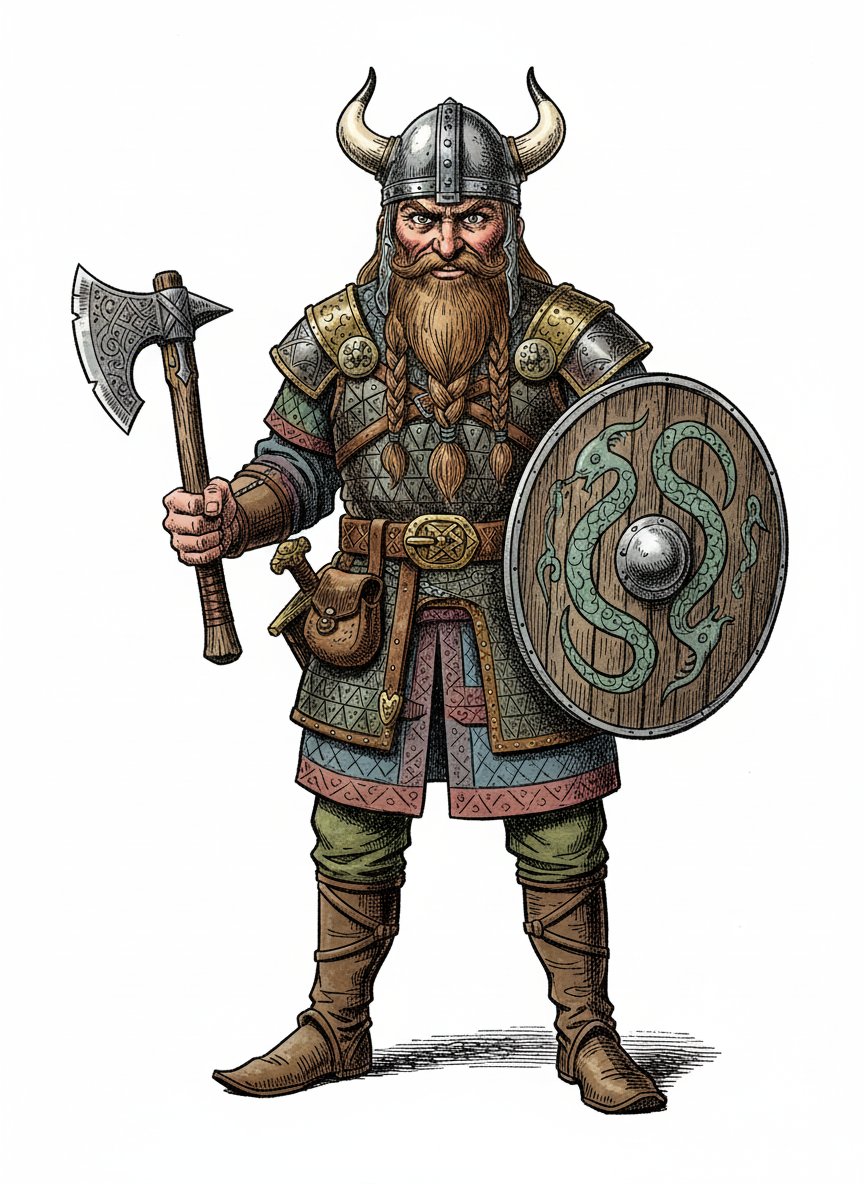 Viking Storm the Raider - Full Colored Illustration