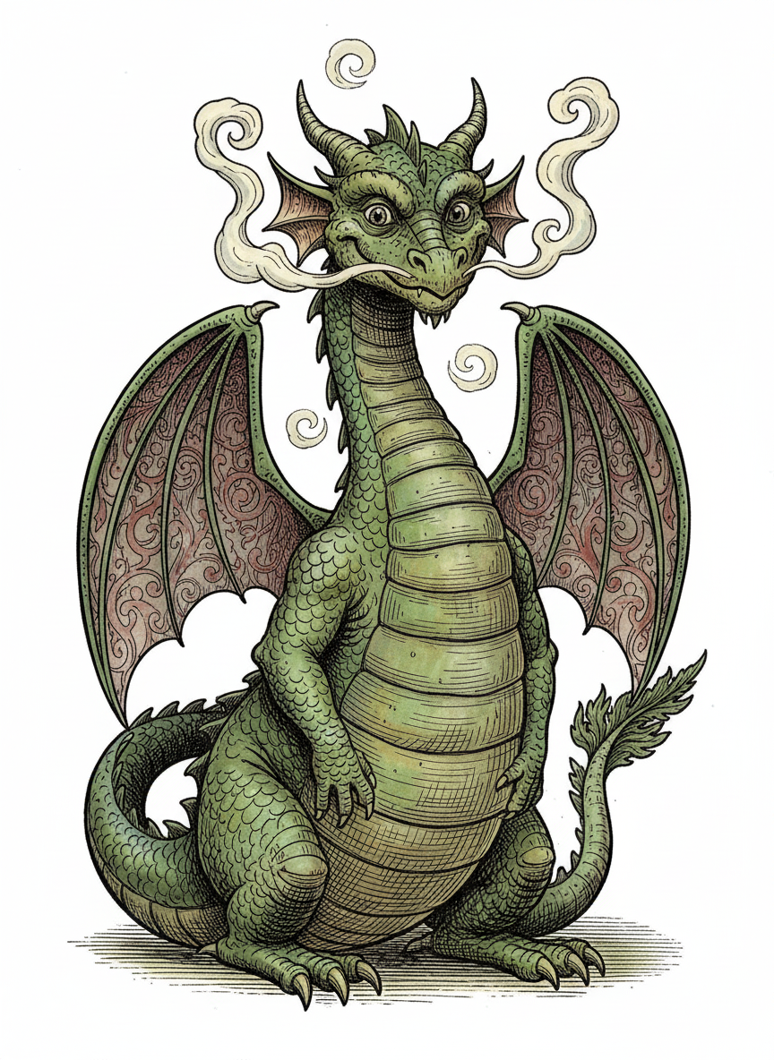 Puff the Friendly Dragon - Full Colored Illustration