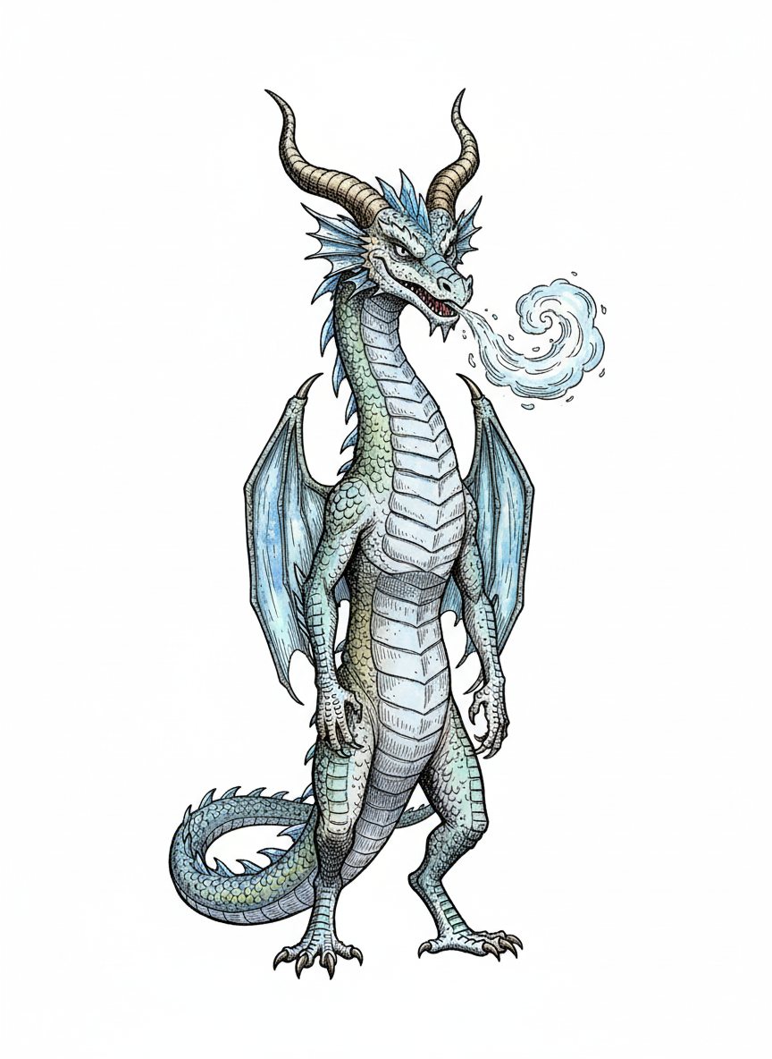 Frostbite the Ice Dragon - Full Colored Illustration