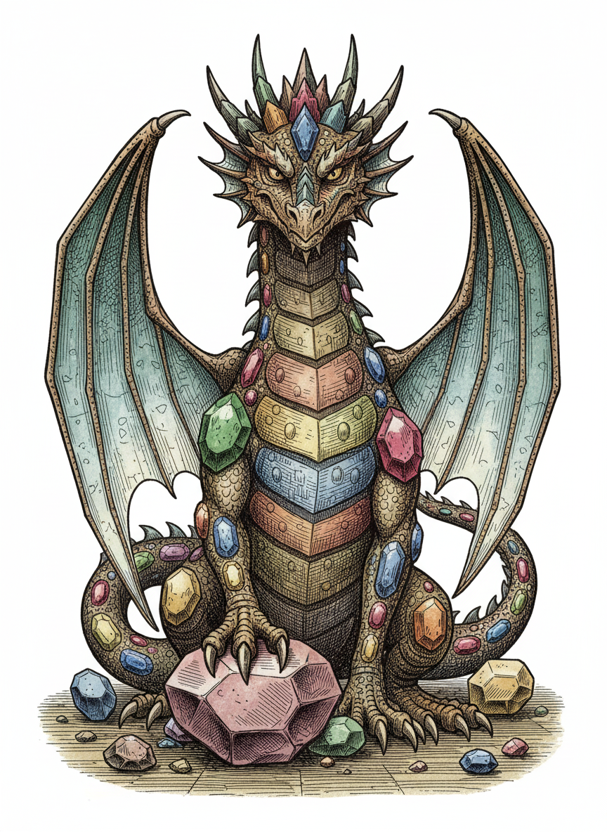 Gemstone the Crystal Dragon - Full Colored Illustration