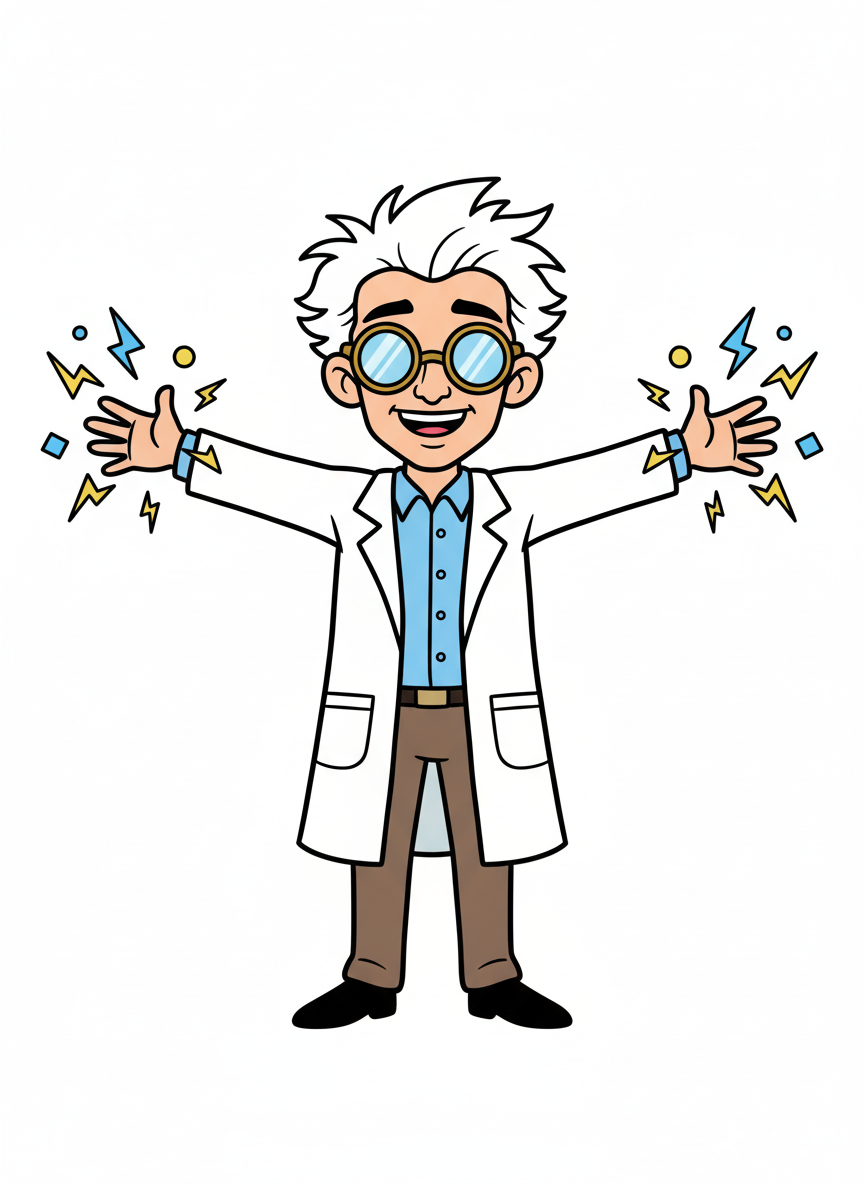 Professor Tesla the Scientist - Full Colored Illustration