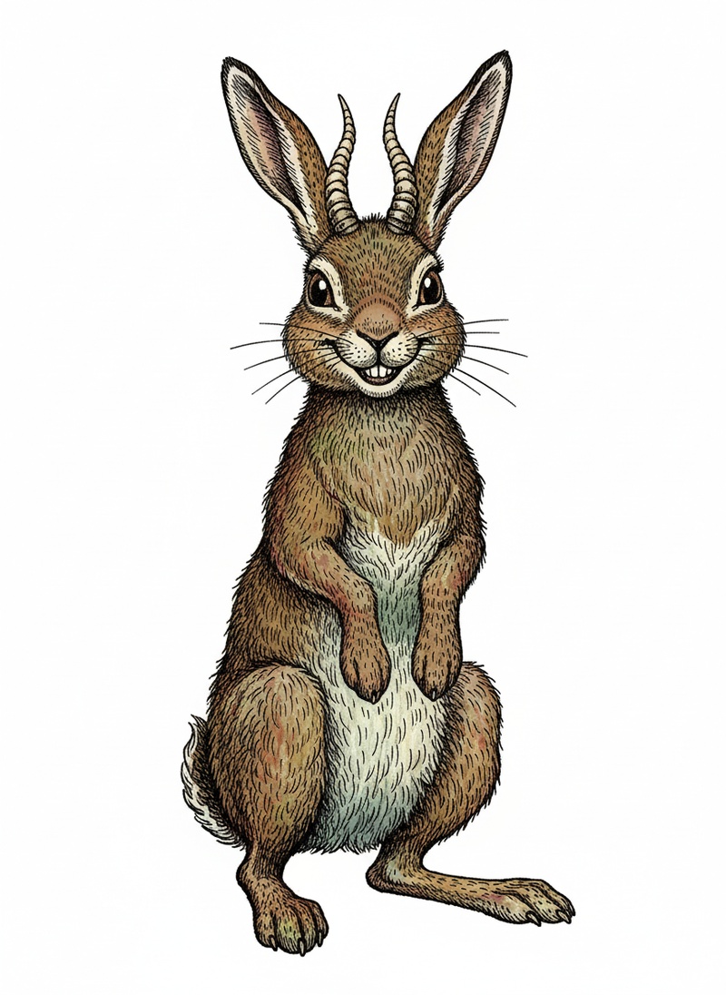 Hopper the Jackalope in Victorian Illustration - Full Colored Illustration