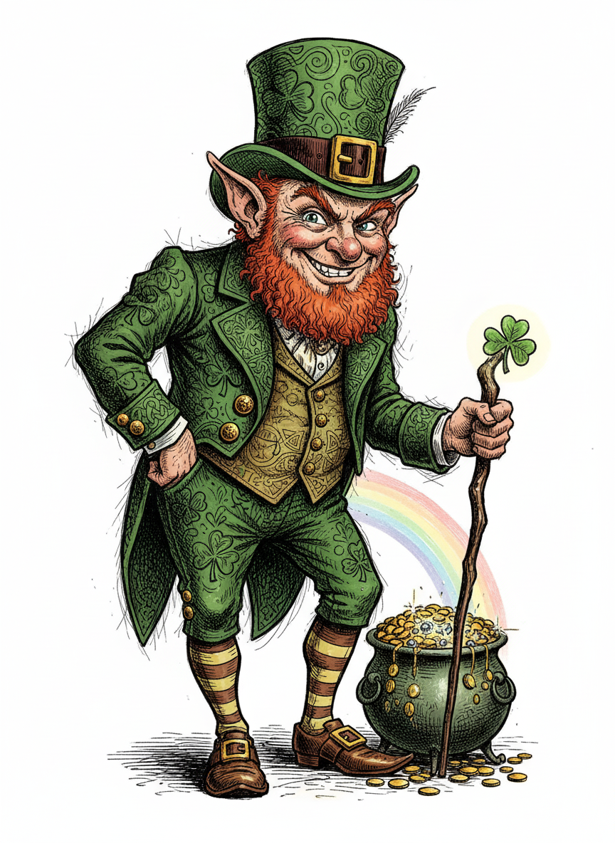 Lucky the Leprechaun - Full Colored Illustration