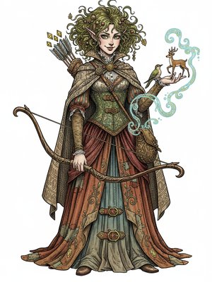 Willow the Wood Elf in Victorian Illustration - Full Colored Illustration