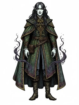 Thorn the Dark Elf in Victorian Illustration - Full Colored Illustration