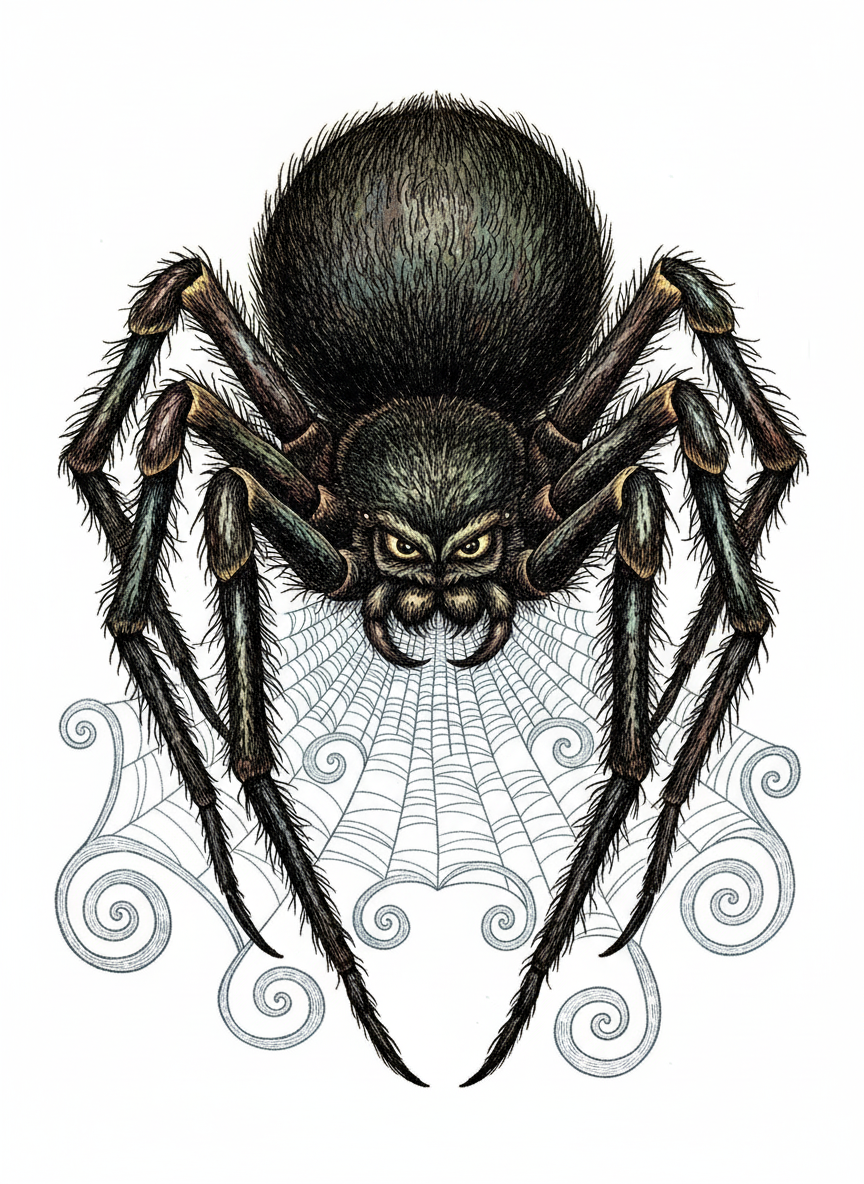 Creepy the Scary Spider - Full Colored Illustration