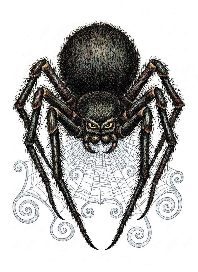 Creepy the Scary Spider in Victorian Illustration - Full Colored Illustration