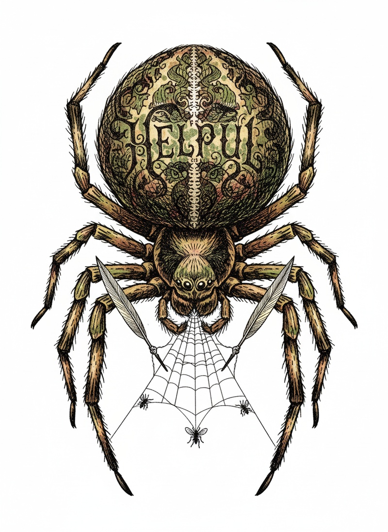 Charlotte the Helpful Spider in Victorian Illustration - Full Colored Illustration