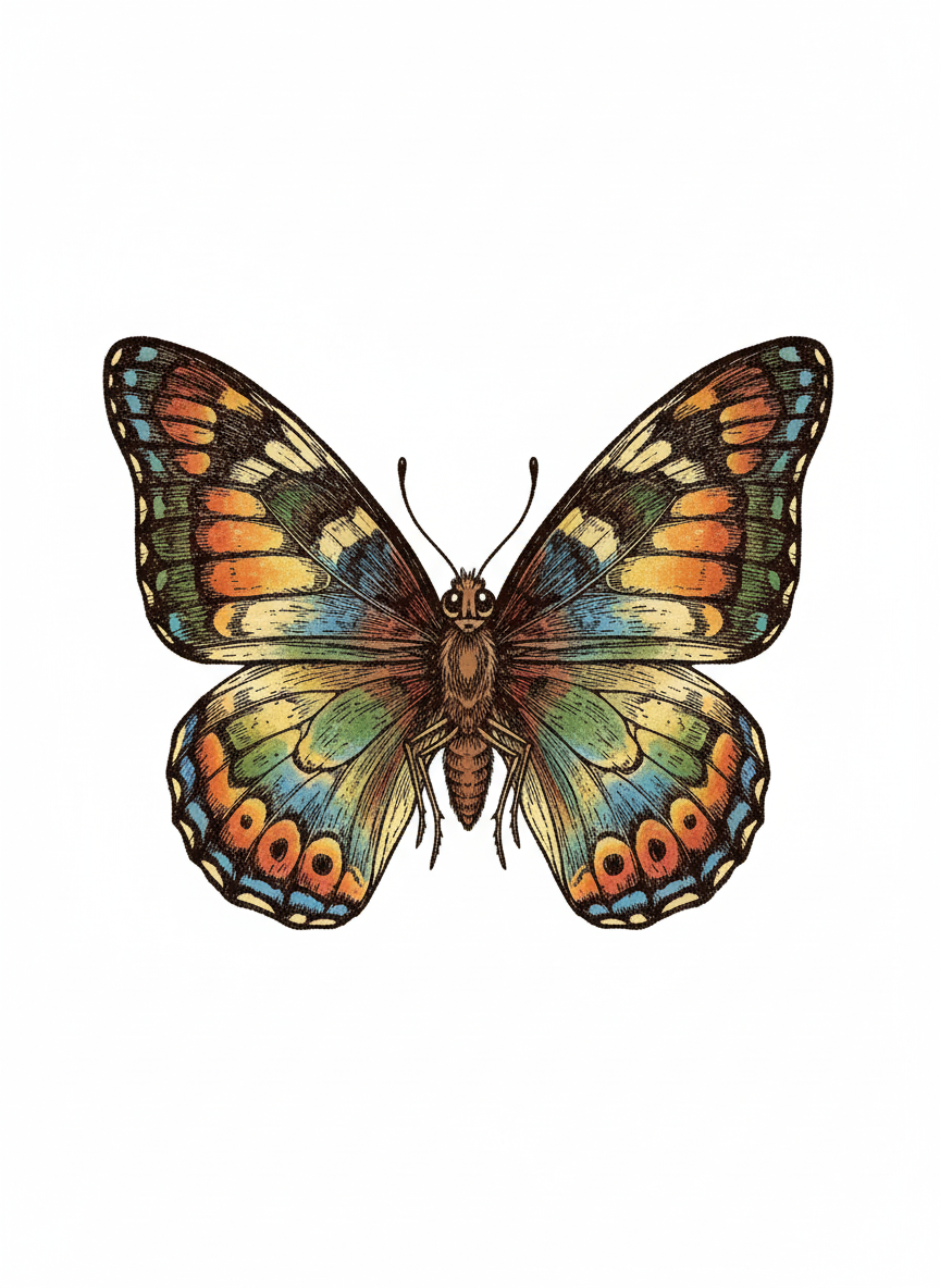 Flutter the Butterfly - Full Colored Illustration